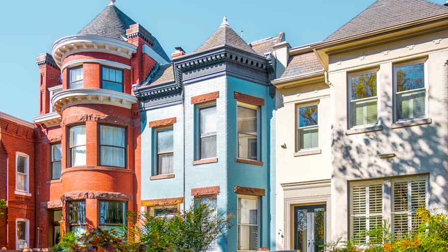 Row of colorful houses in Washington, DC