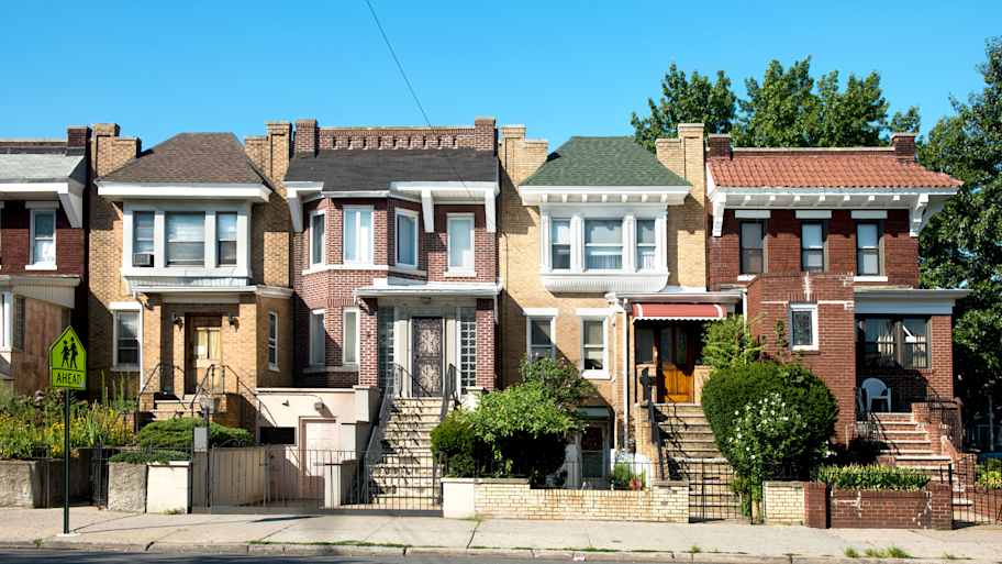 Row of brick houses in New York City