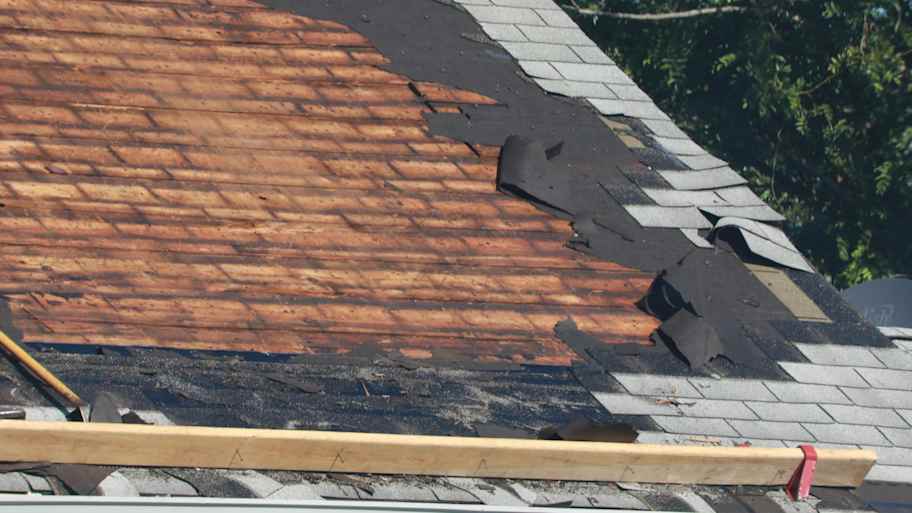 Old asphalt roof shingles