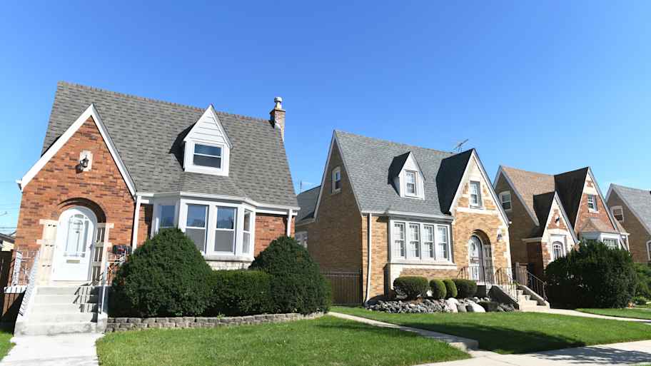 Row of brick houses in a neighborhood in Chicago