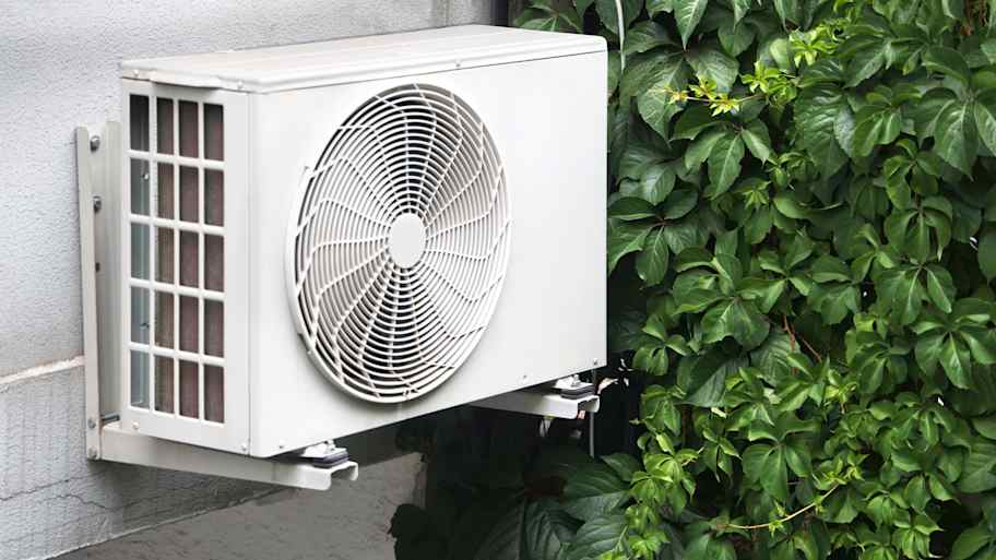 Air source heat pump installed outside of the house  