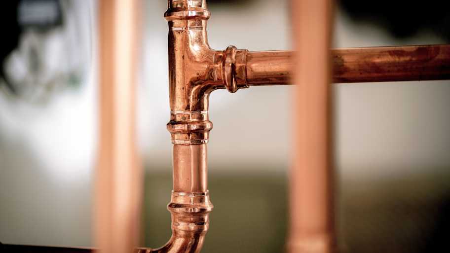 New copper pipes installed in the house