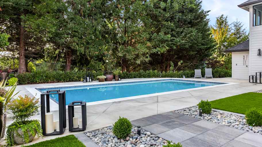 Swimming pool in backyard exterior
