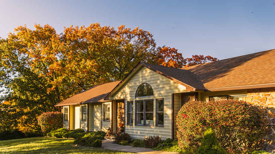 A beautiful house at sunset 