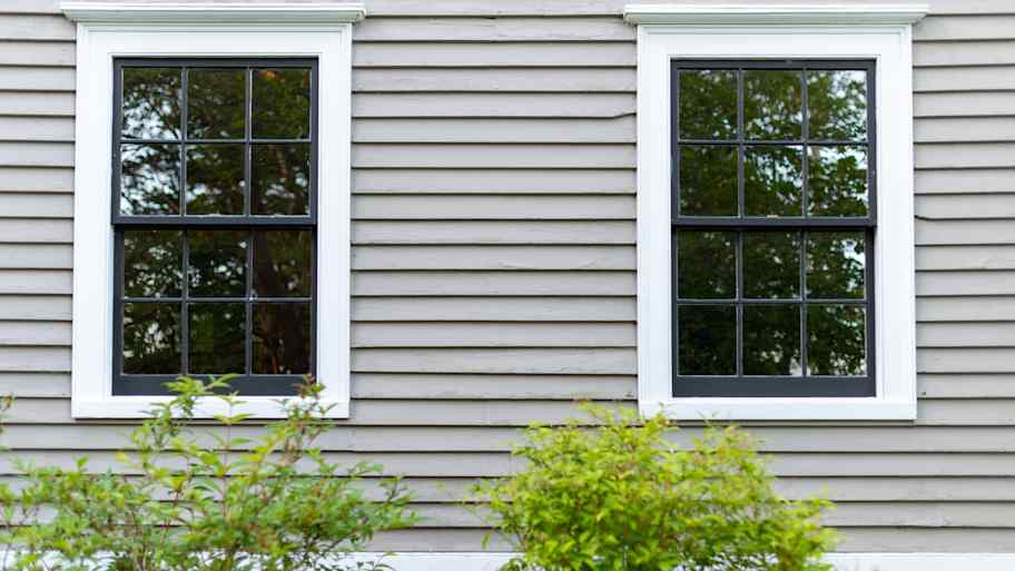 Two windows exterior house 