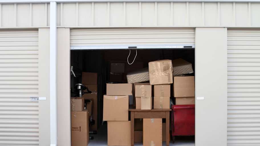 storage unit with stacked boxes 