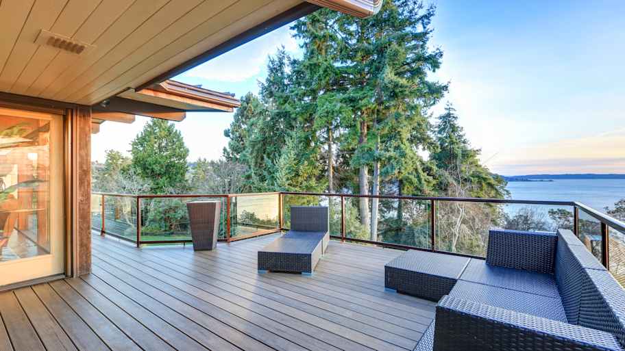 A luxurious deck overlooking at a lake