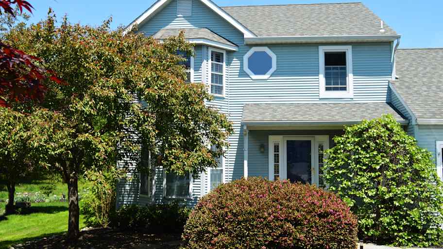 House exterior in light blue