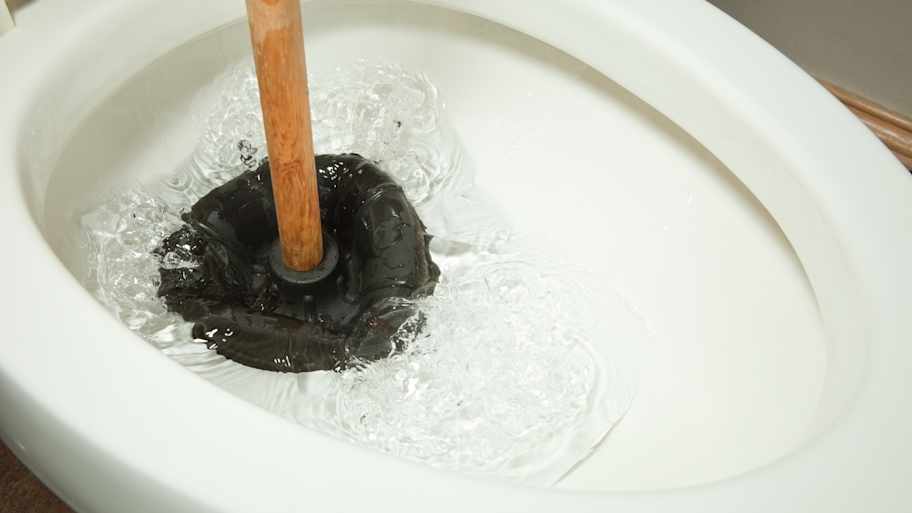 A plunger used to unclog a toilet