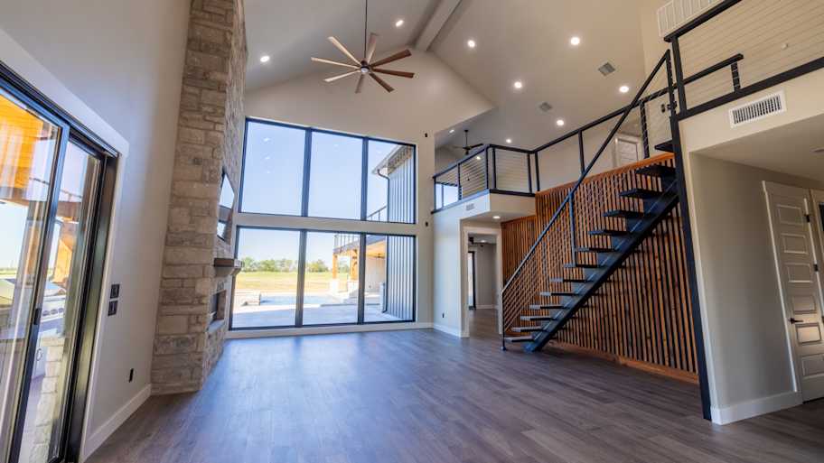 living room are in barn home