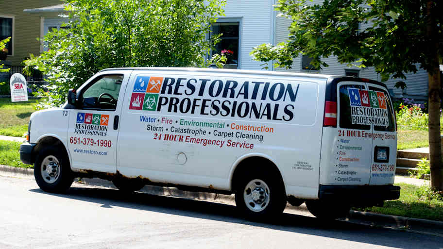 fire damage restoration company van  