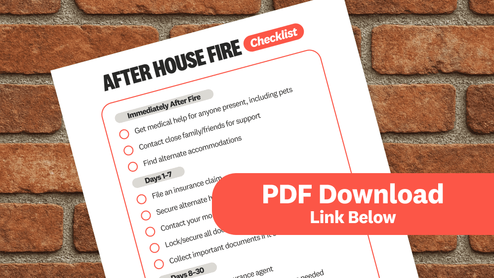 Downloadable checklist for after a house fire
