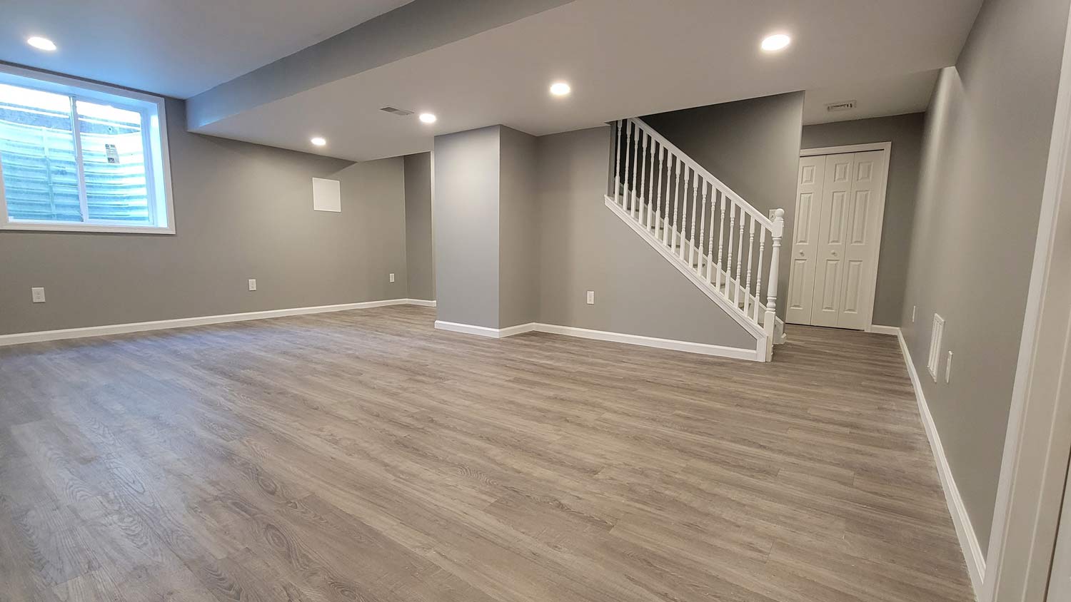 modern finished basement