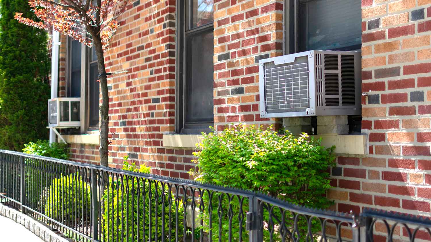 Window ac unit installed in the building