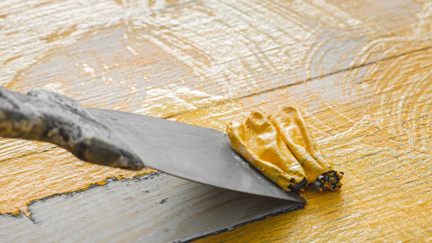 Wooden surface with paint removal