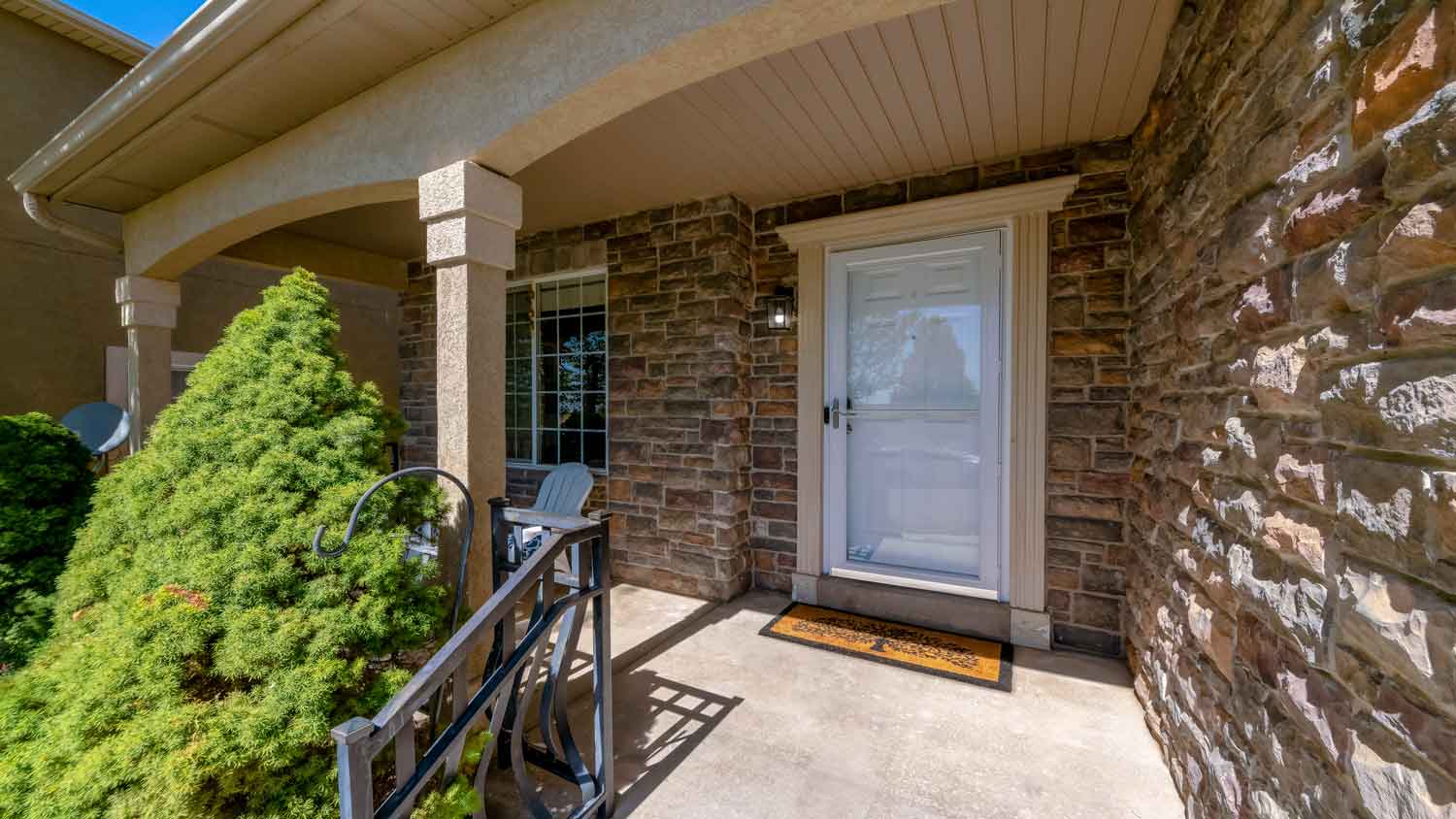 white glass storm front door