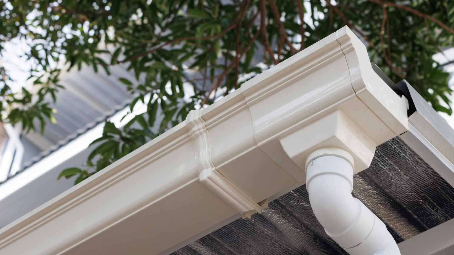 White plastic rain gutter