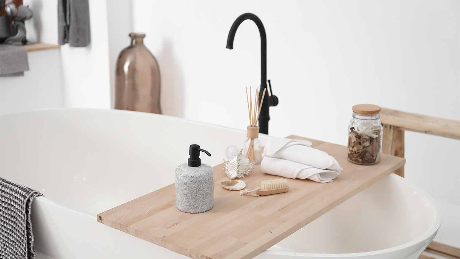 bathtub tray home spa decor