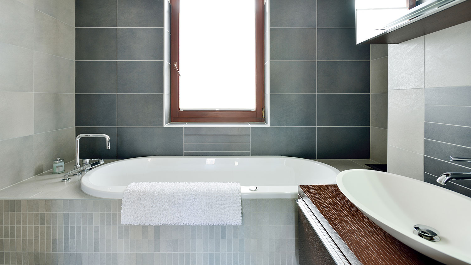A drop-in bathtub