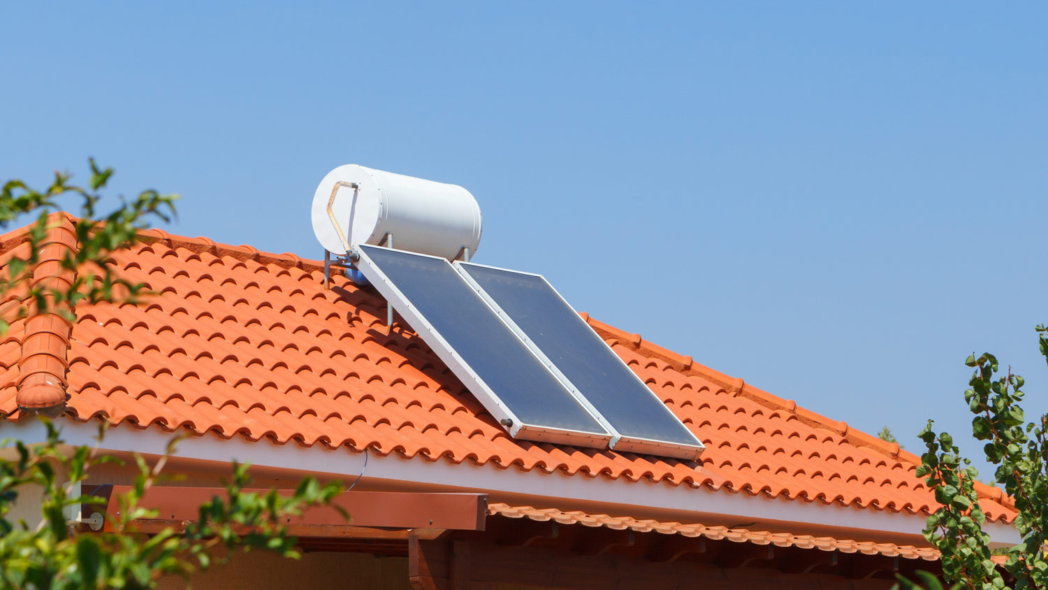 A solar water heater installed on a roof