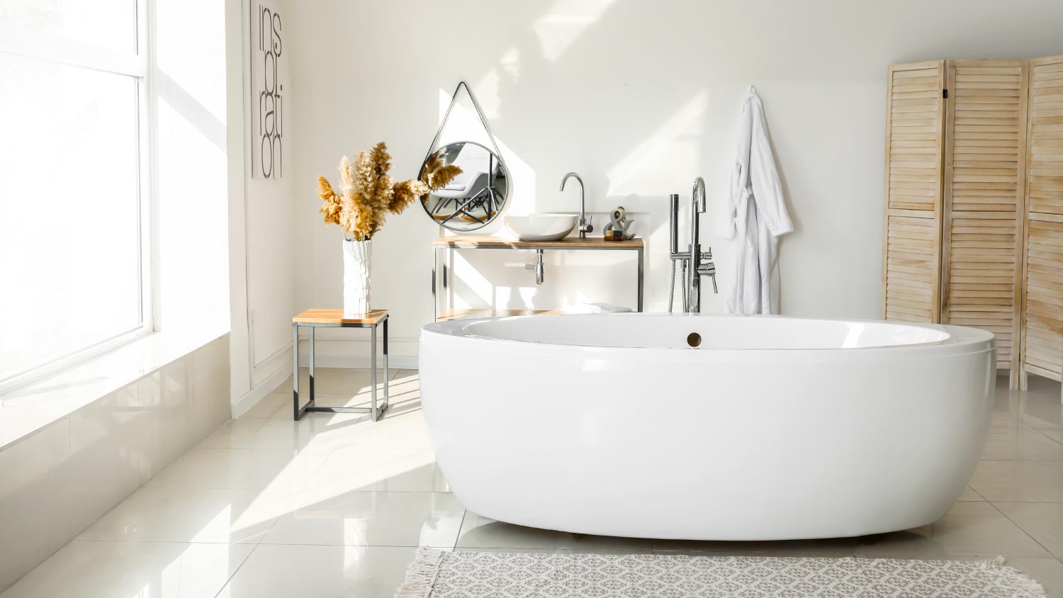 A modern white bathtub