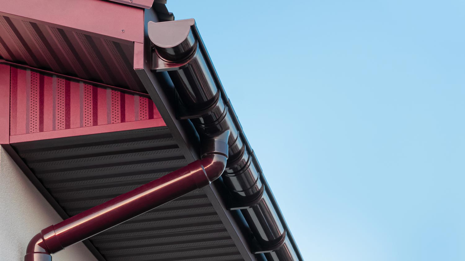 Freshly painted plastic gutters