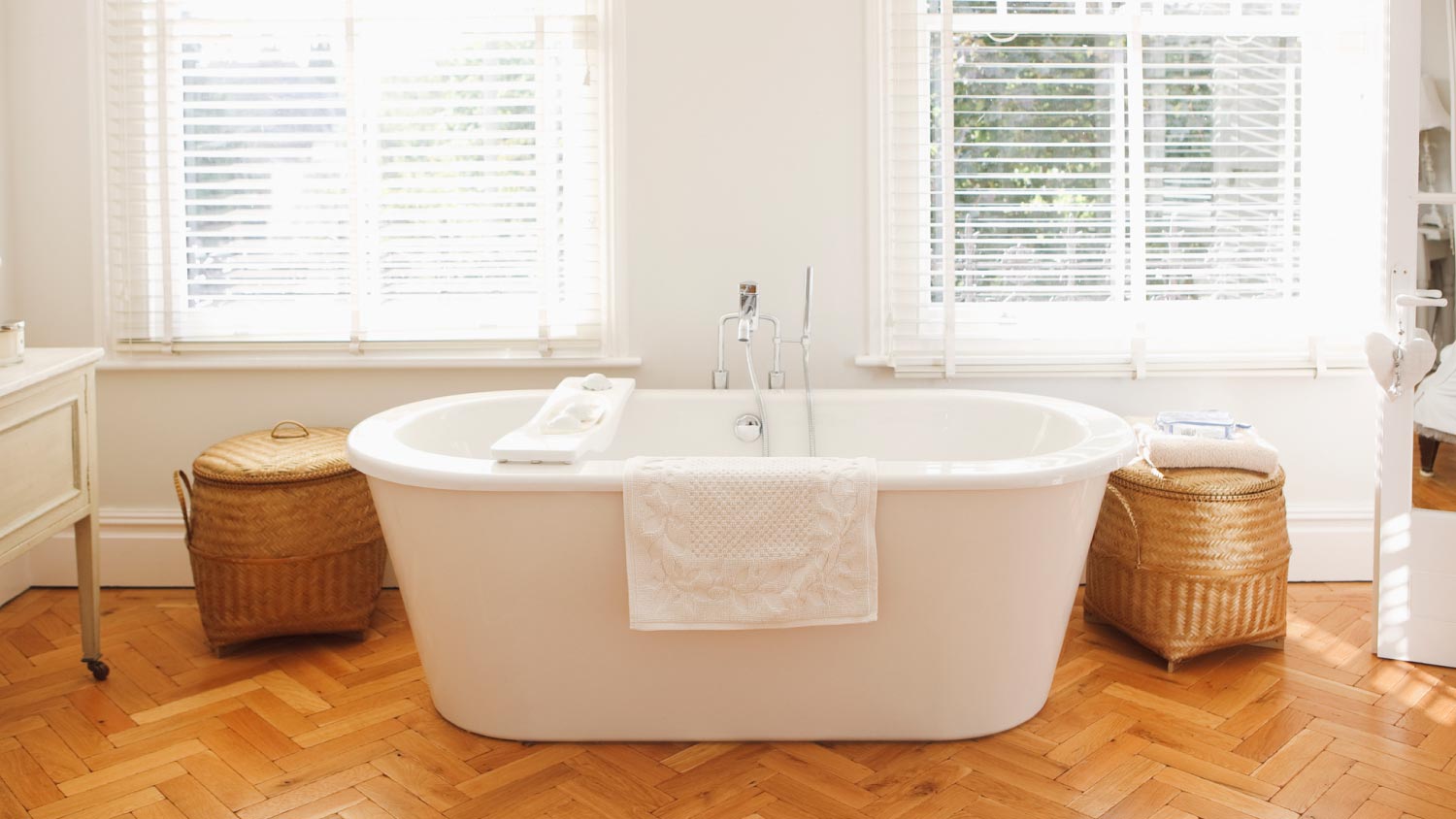 A modern white bathtub