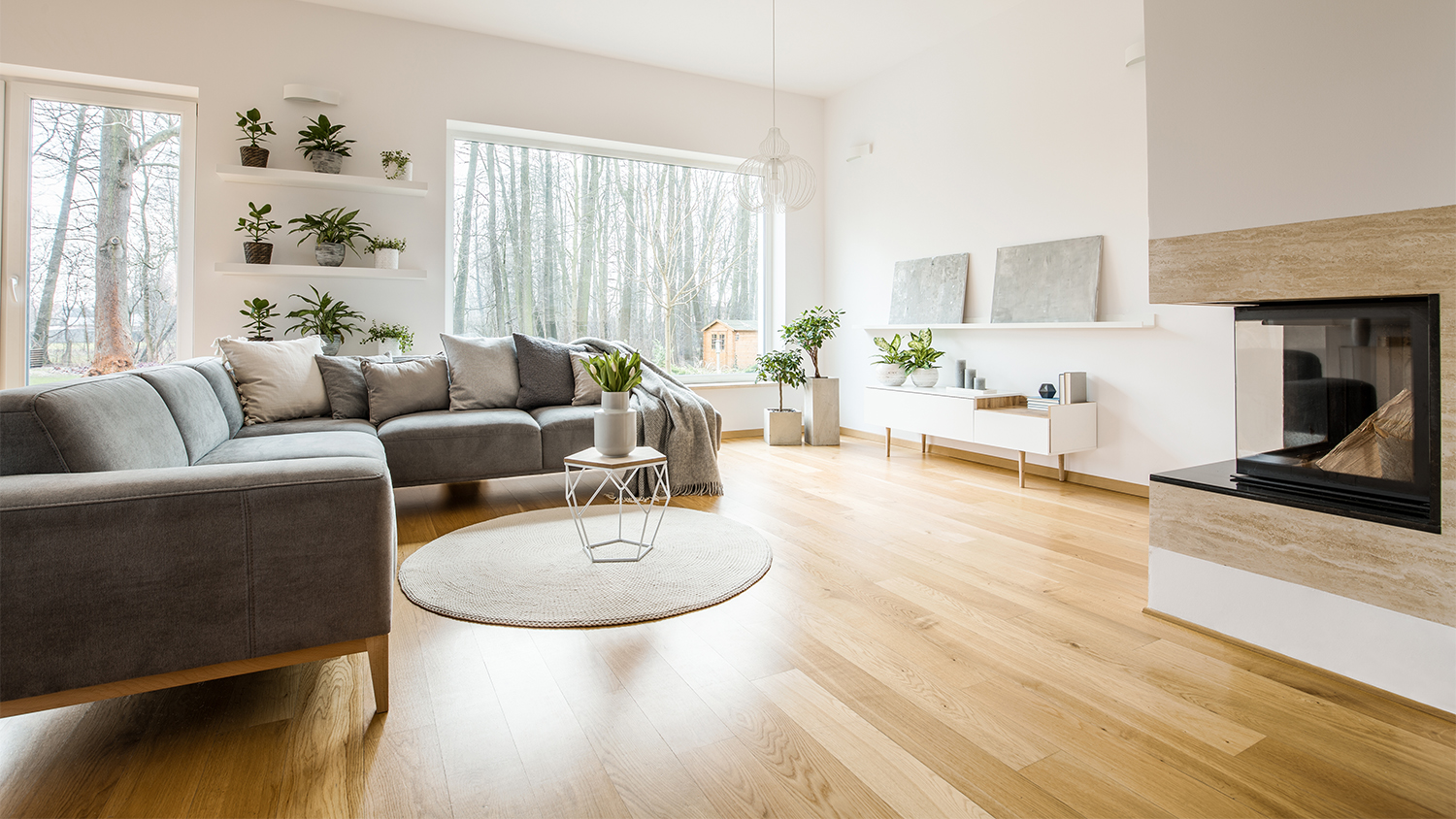 beautiful living room with wood floor