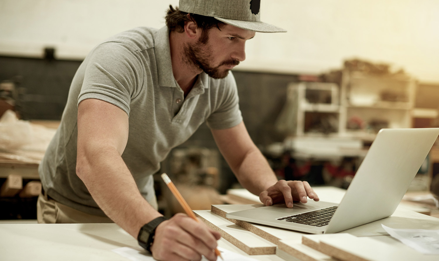 Carpenter on computer