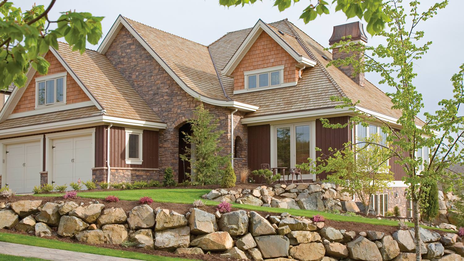 The exterior of a contemporary suburban house