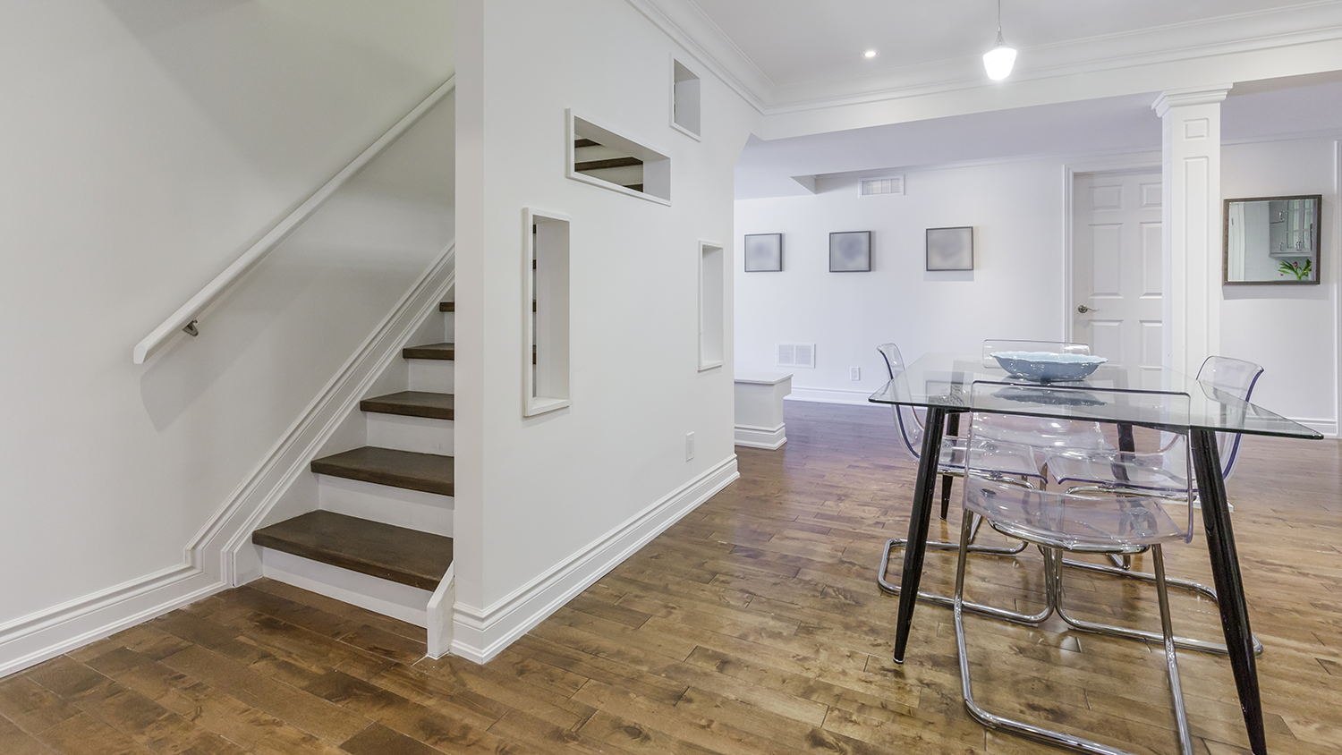 Finished basement with table