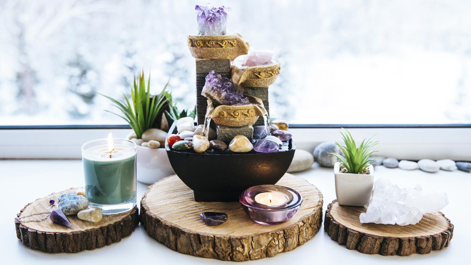 A relaxing spiritual Feng Shui altar