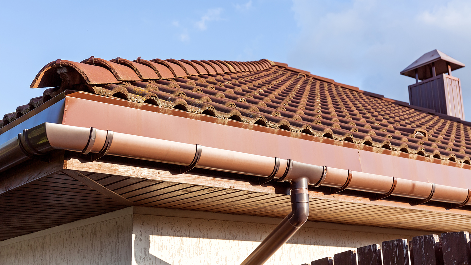 red tile roof and gutter