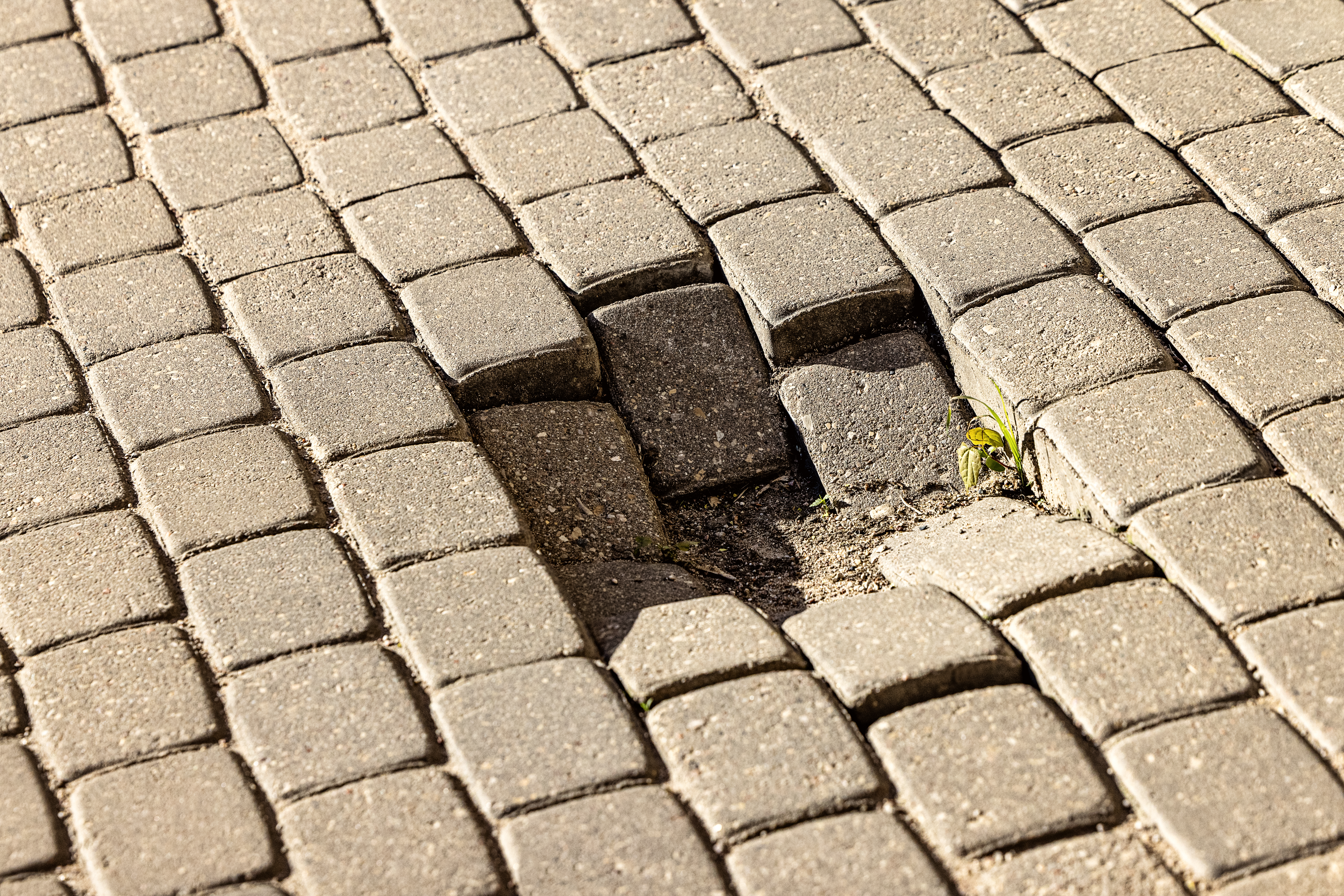 Close up of sunken pavers