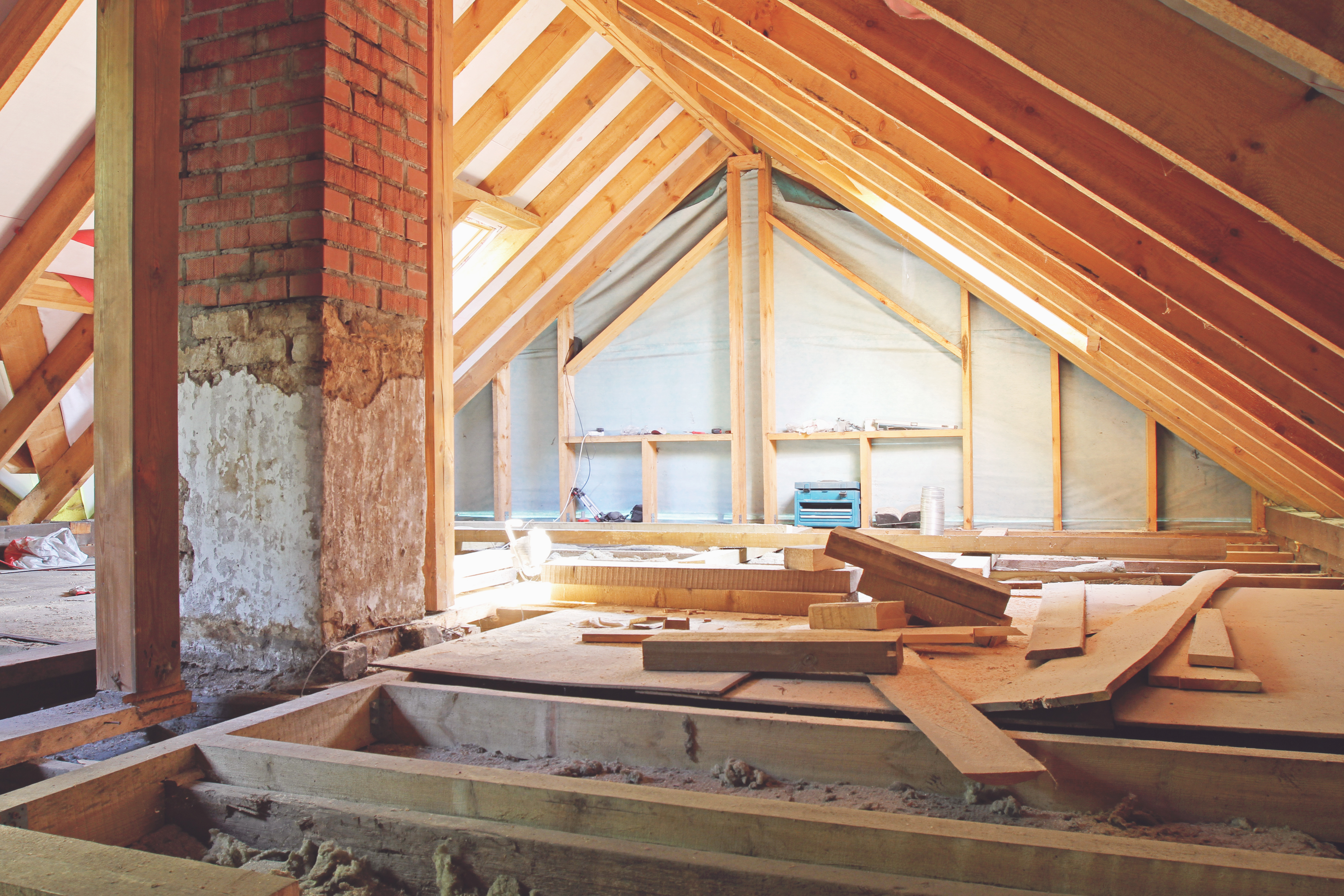 House attic under construction. 