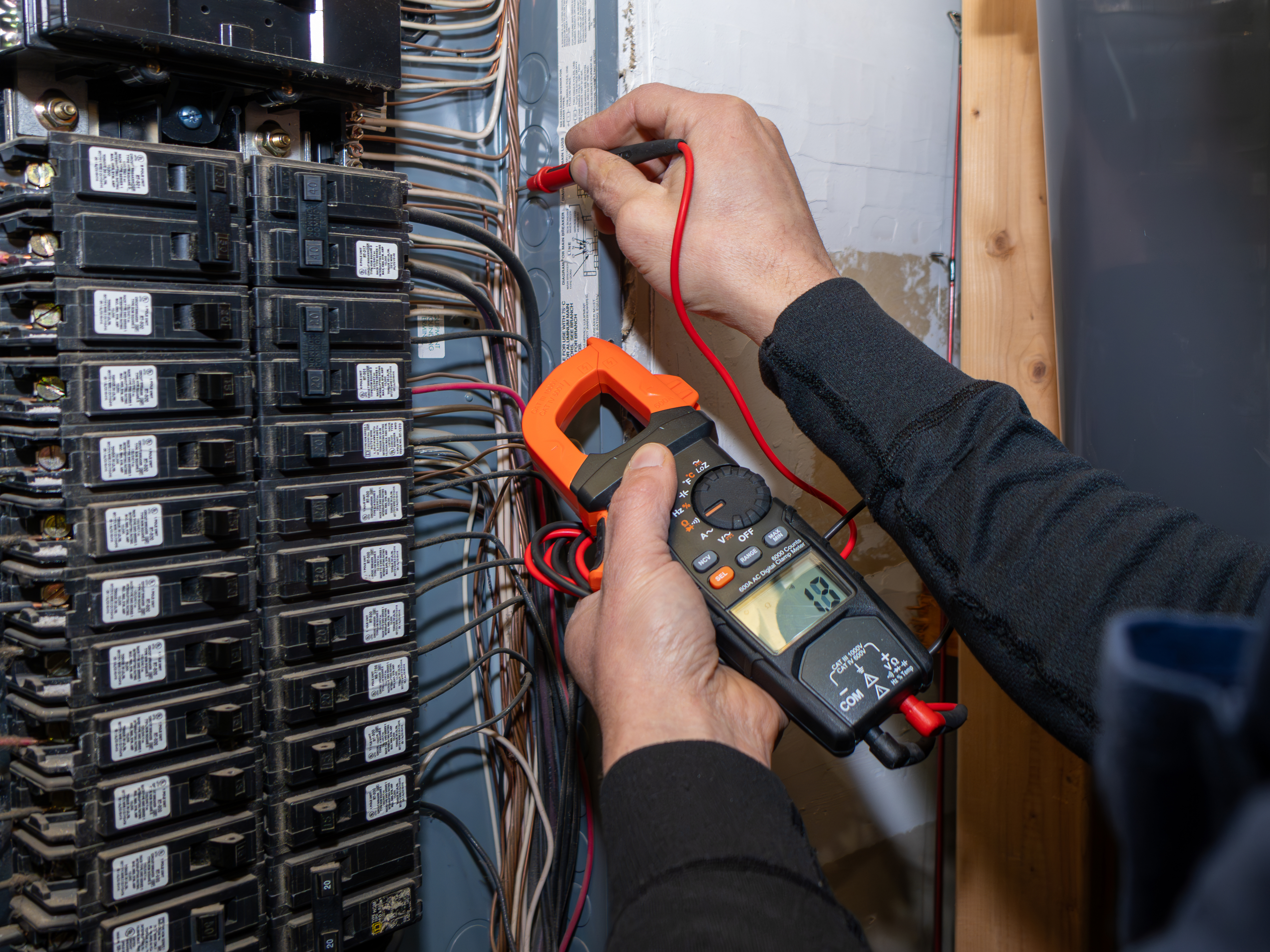 Inspector testing circuit breaker 