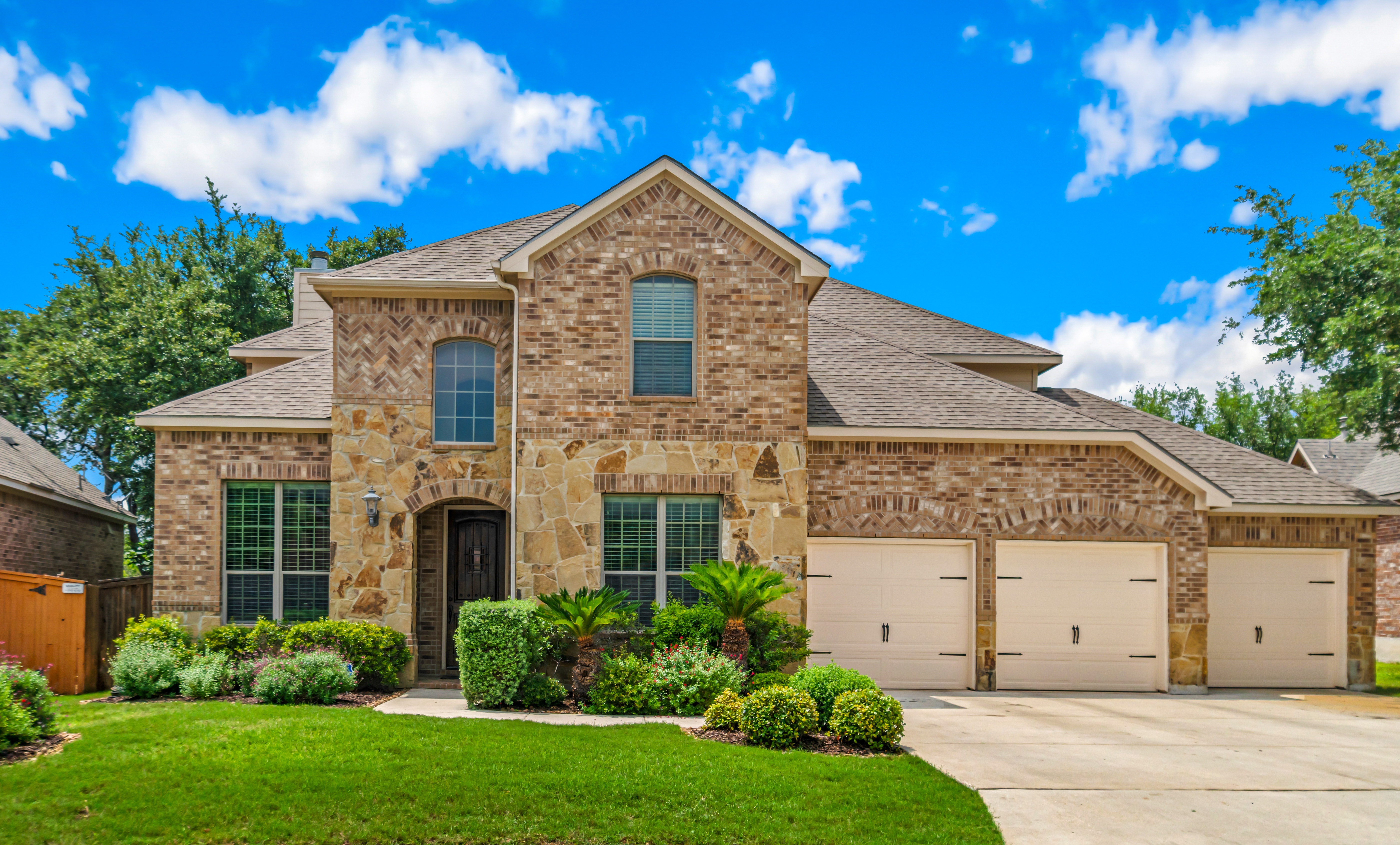 large brick house with large windows