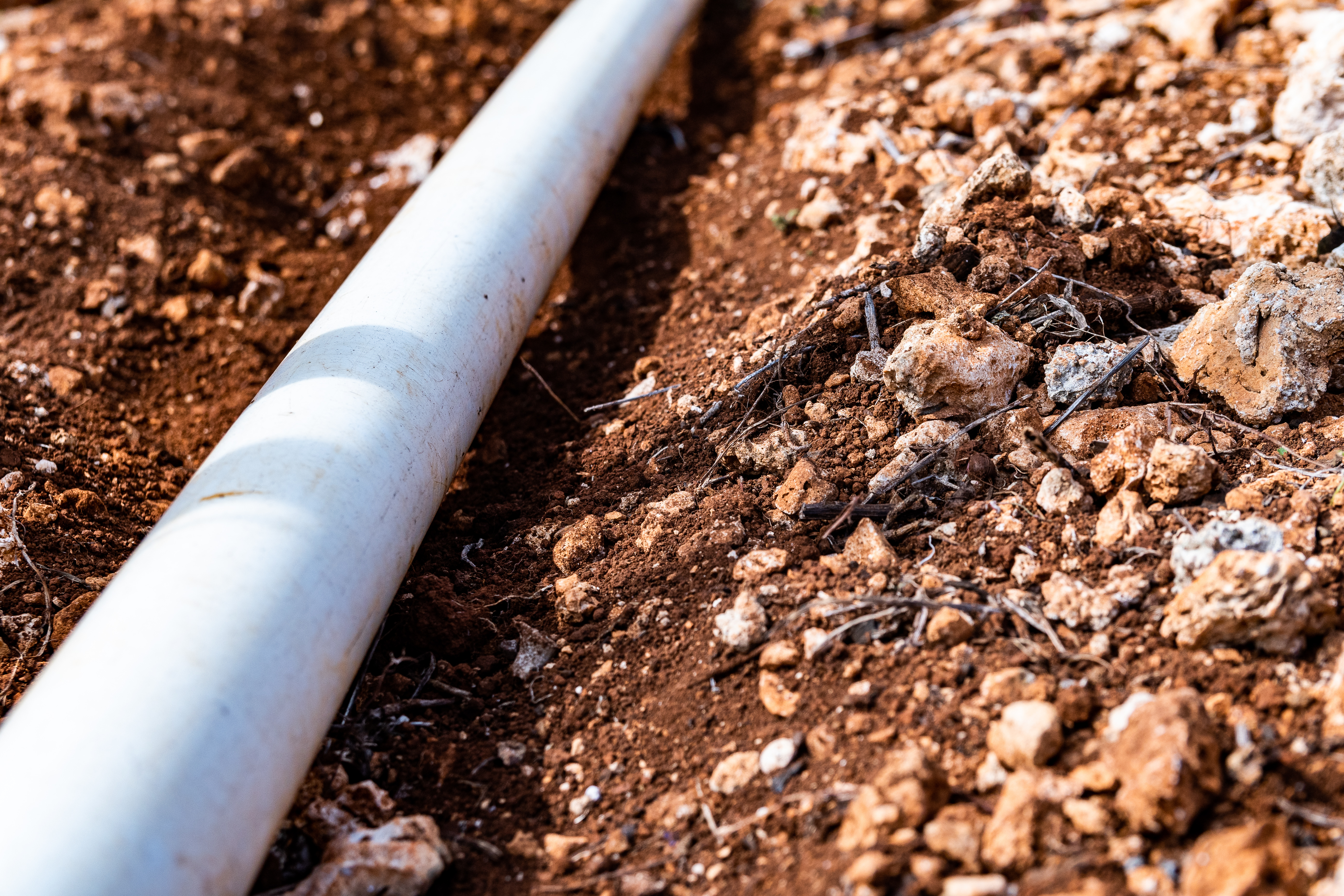 water line pipe in trench