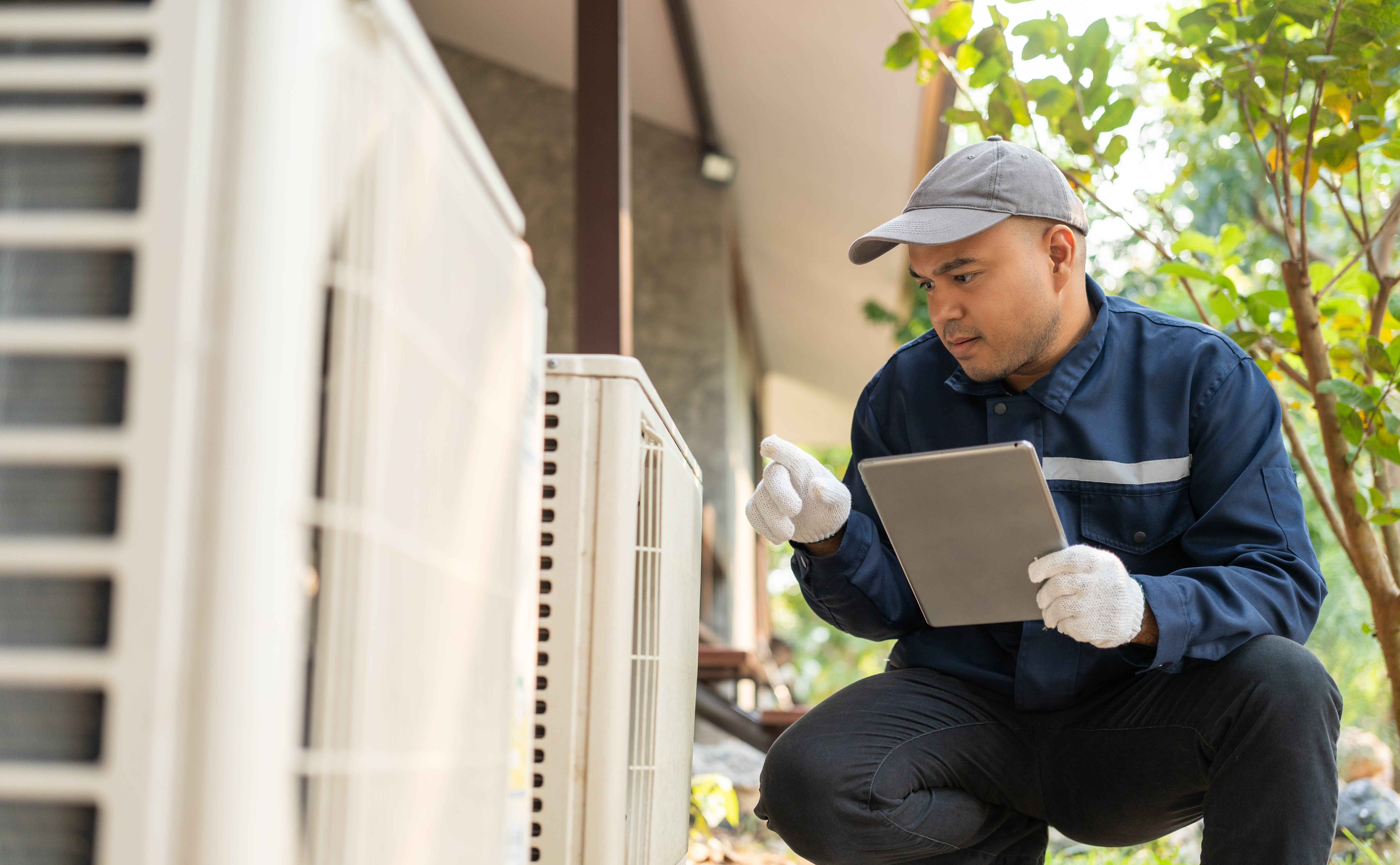 Air conditioner service outdoor checking fix repair