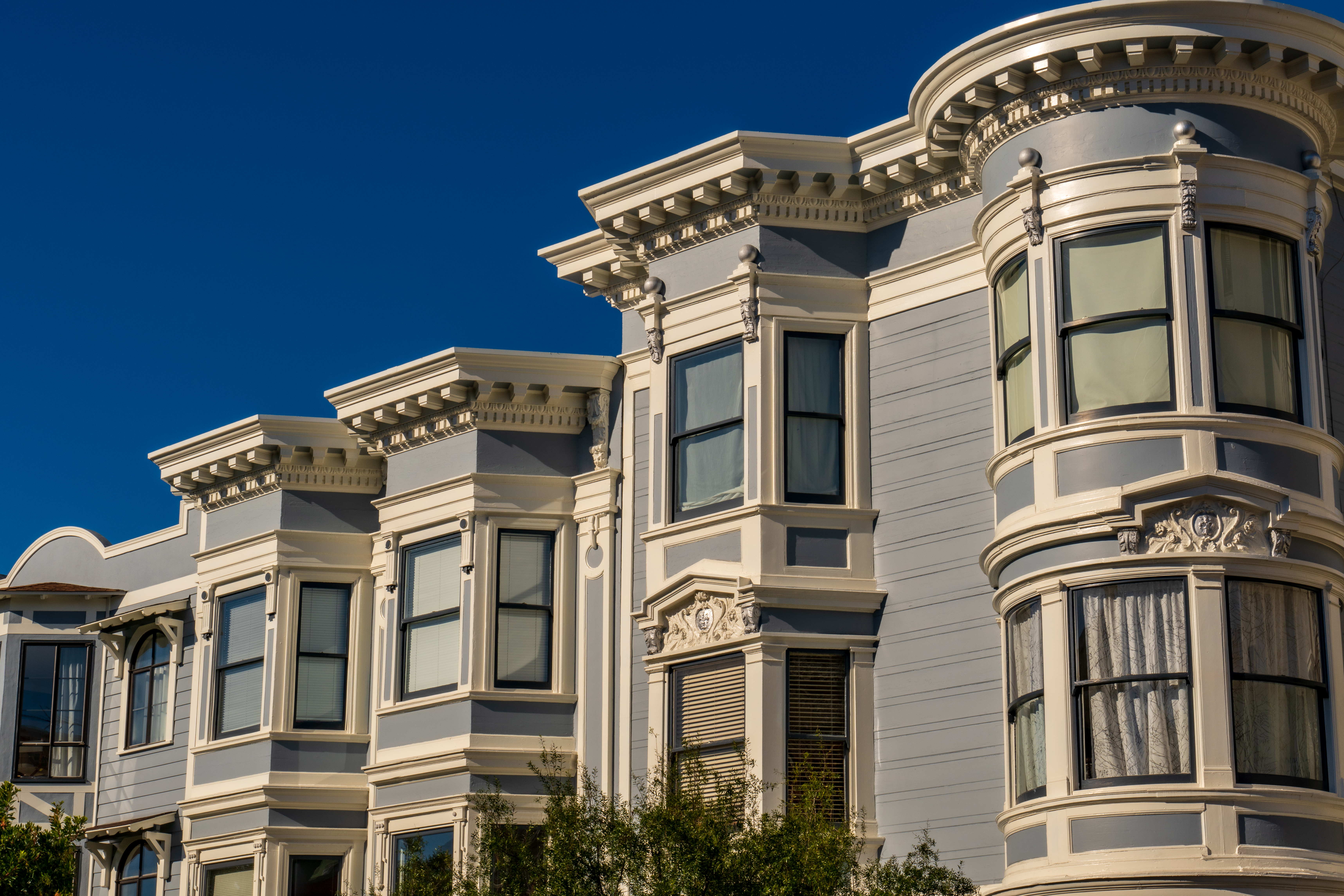 Close up victorian houses