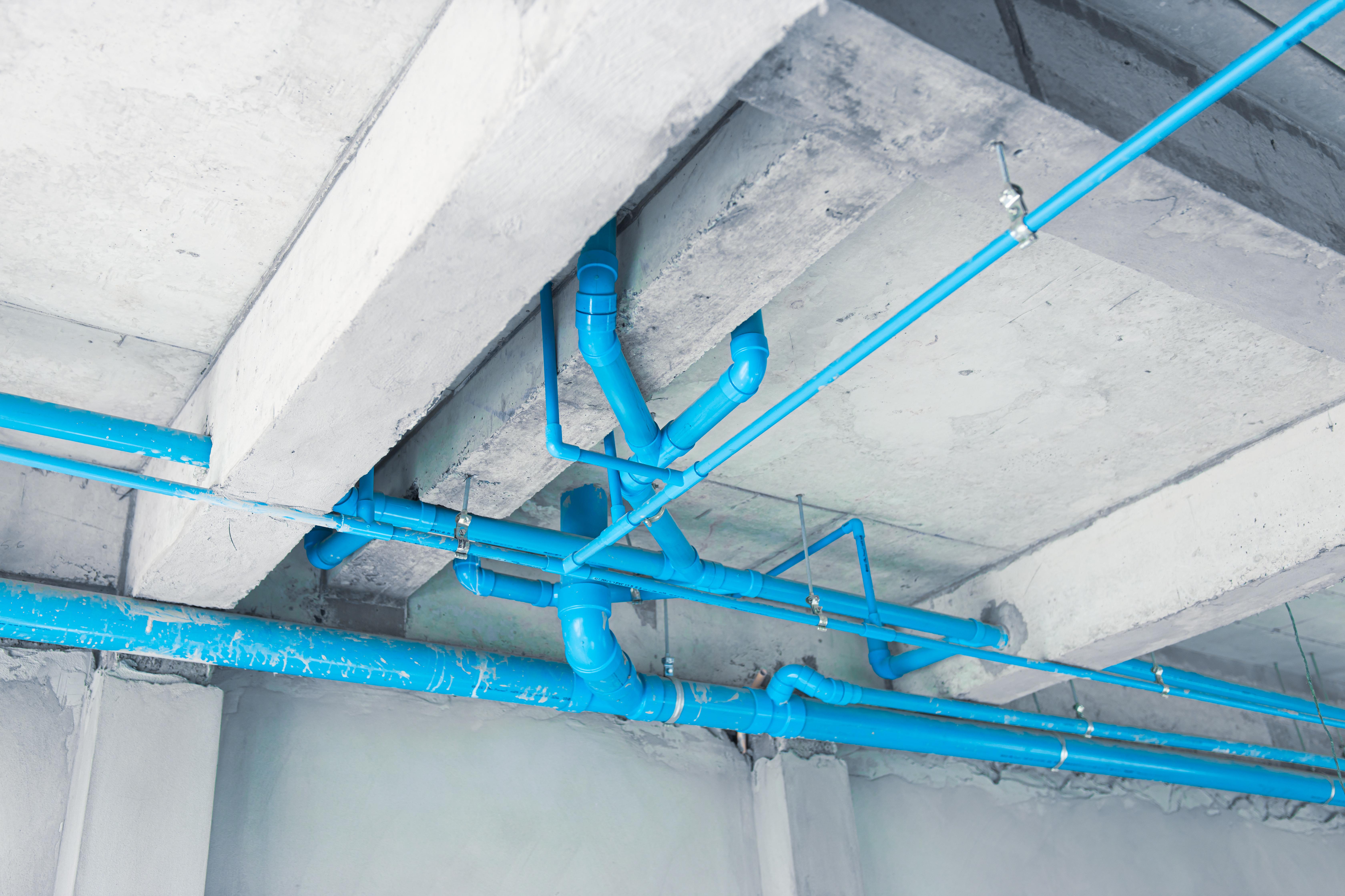 Water pipes in the basement of a house