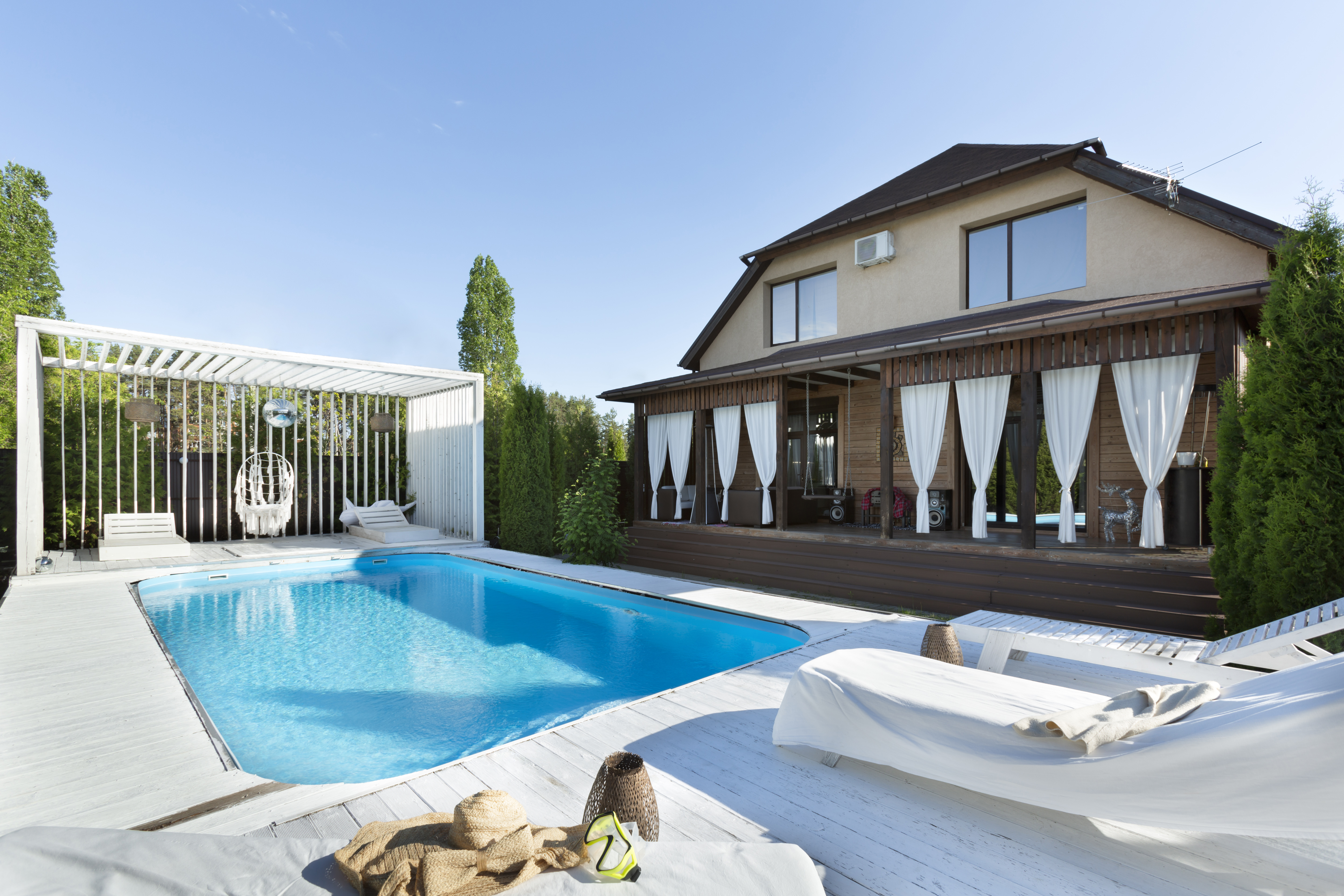 A house with a pool in the backyard