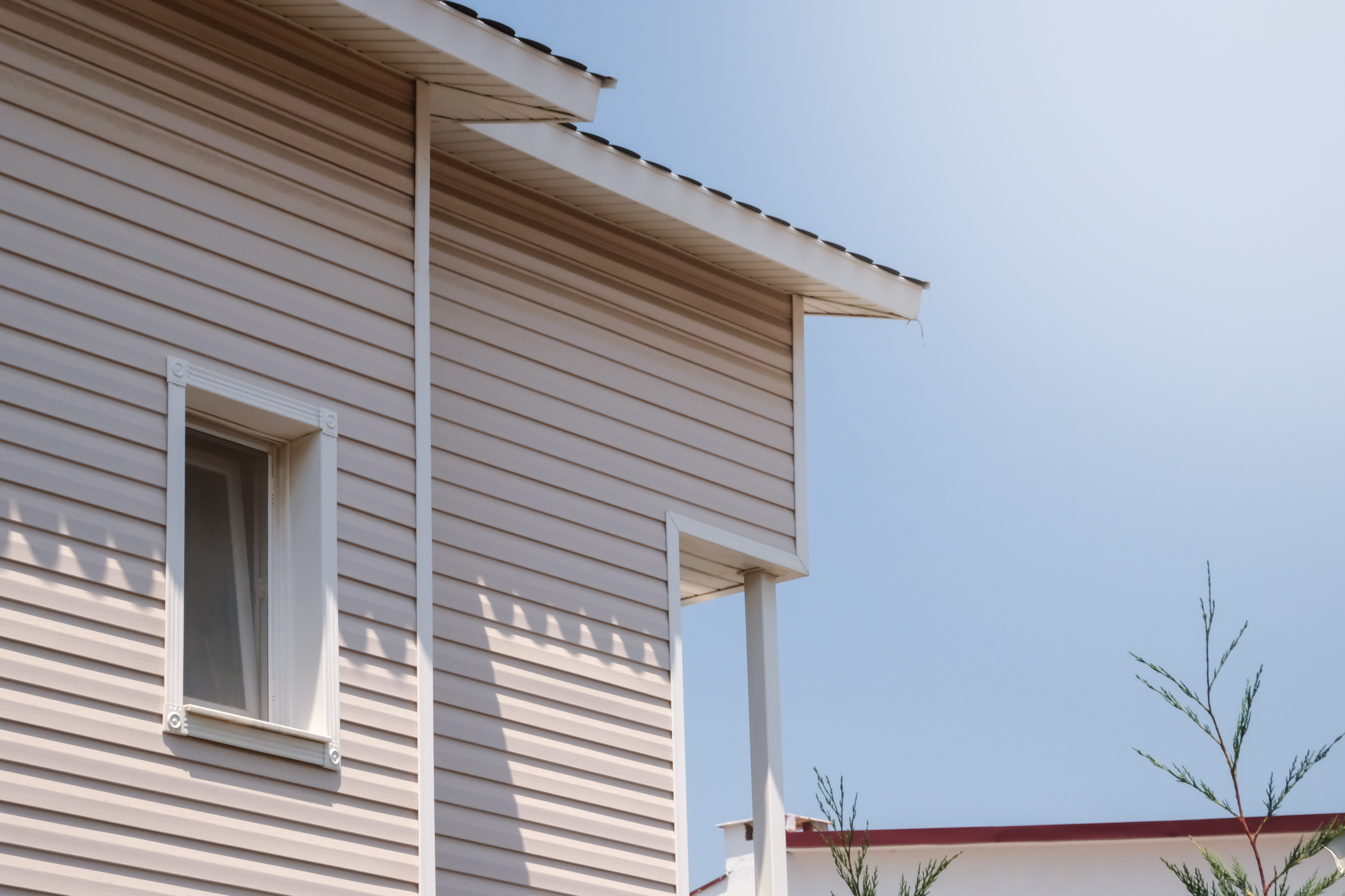 Detail of a house with vinyl siding 
