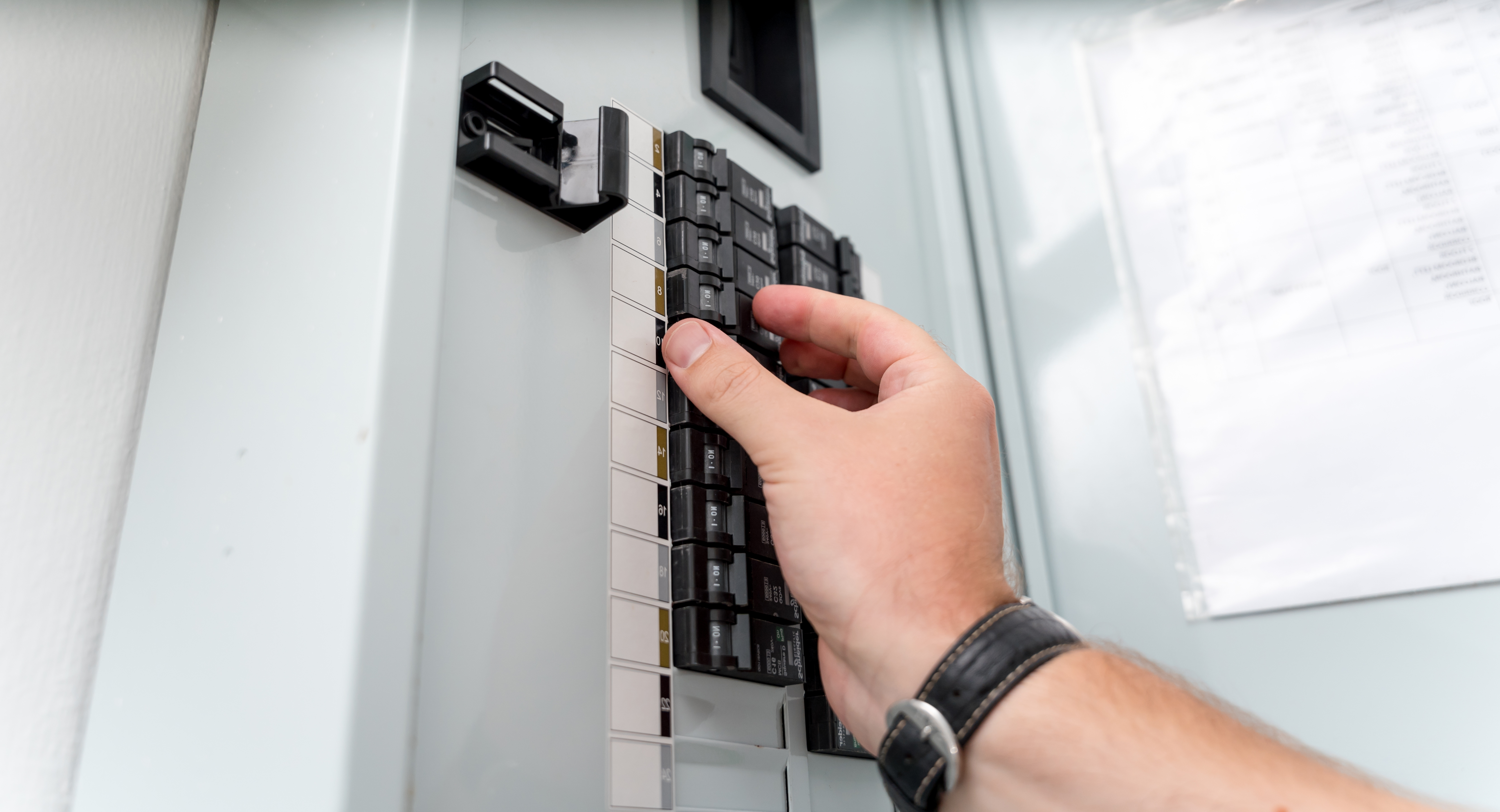 Testing new circuit breakers installed in an electrical box