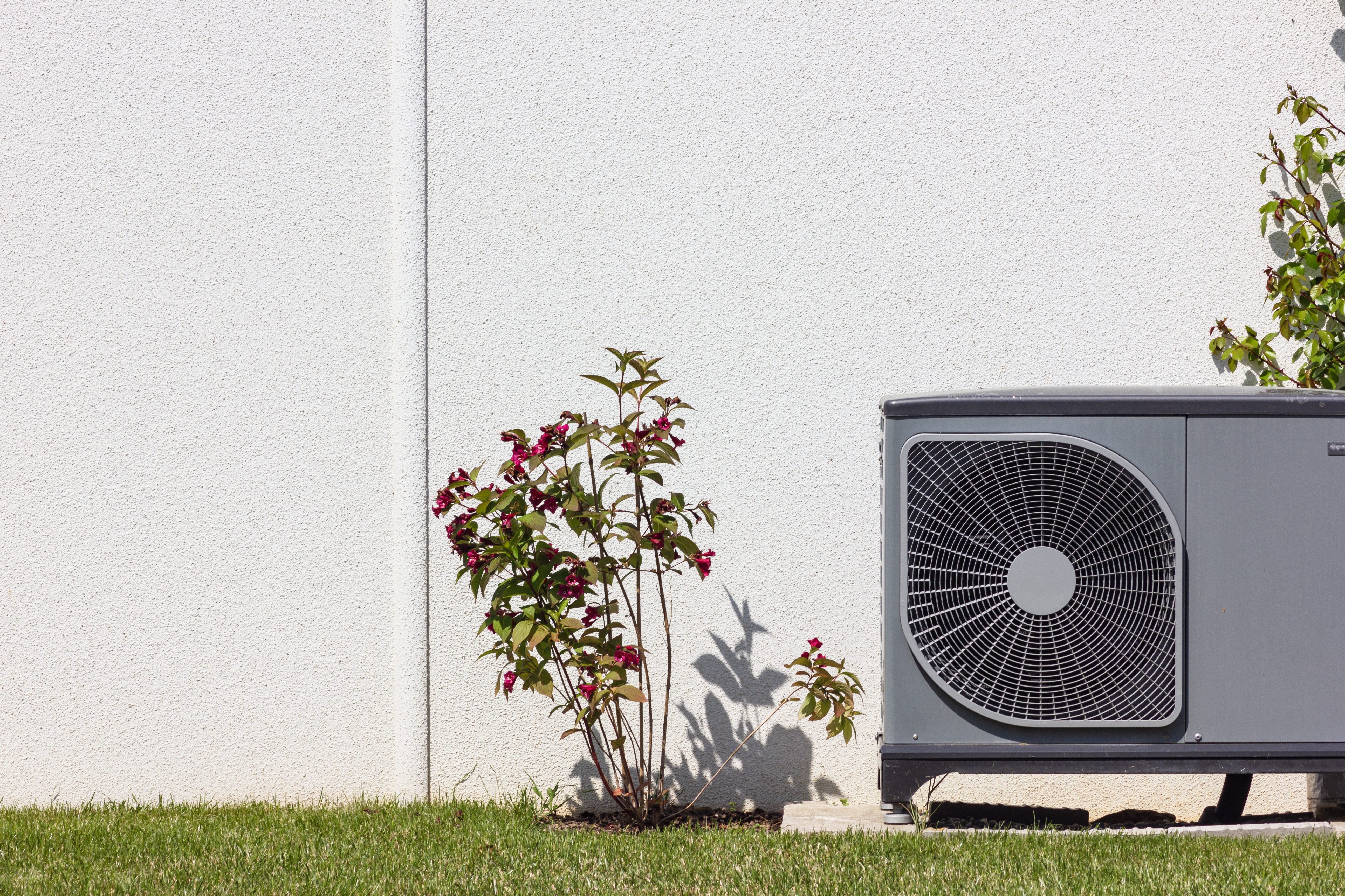 Heat pump in a new building area