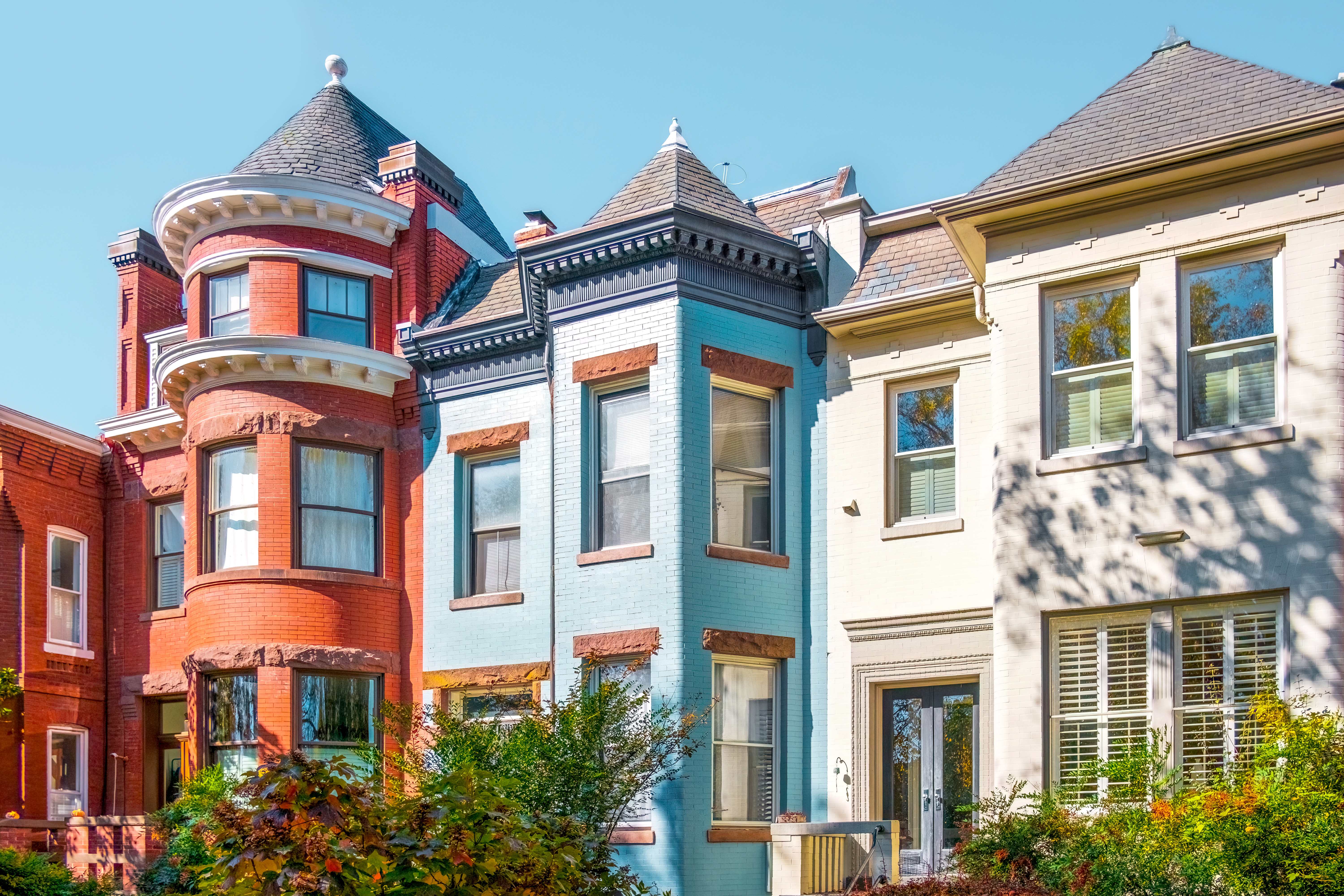 Row of colorful houses in Washington, DC