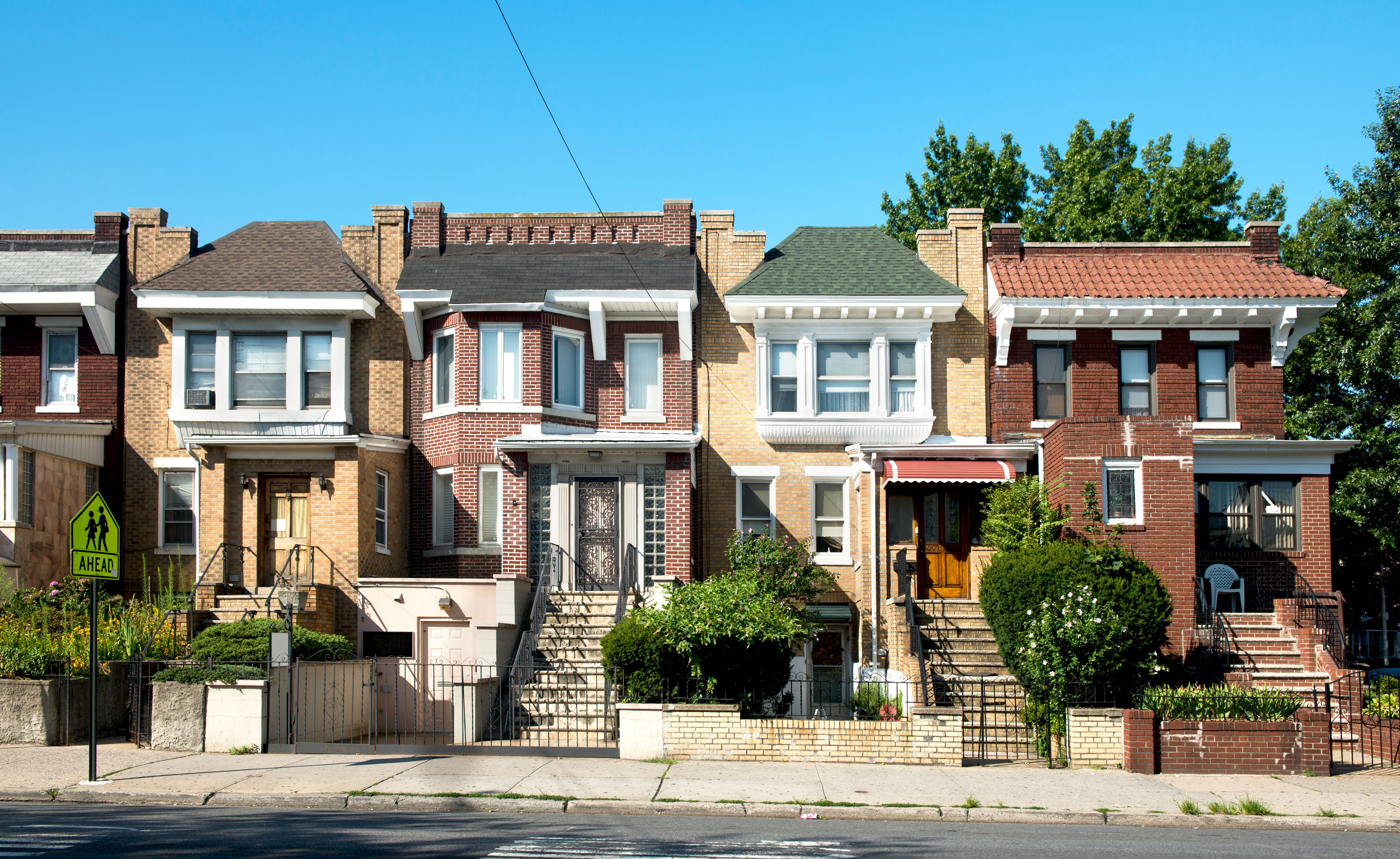 Row of brick houses in New York City