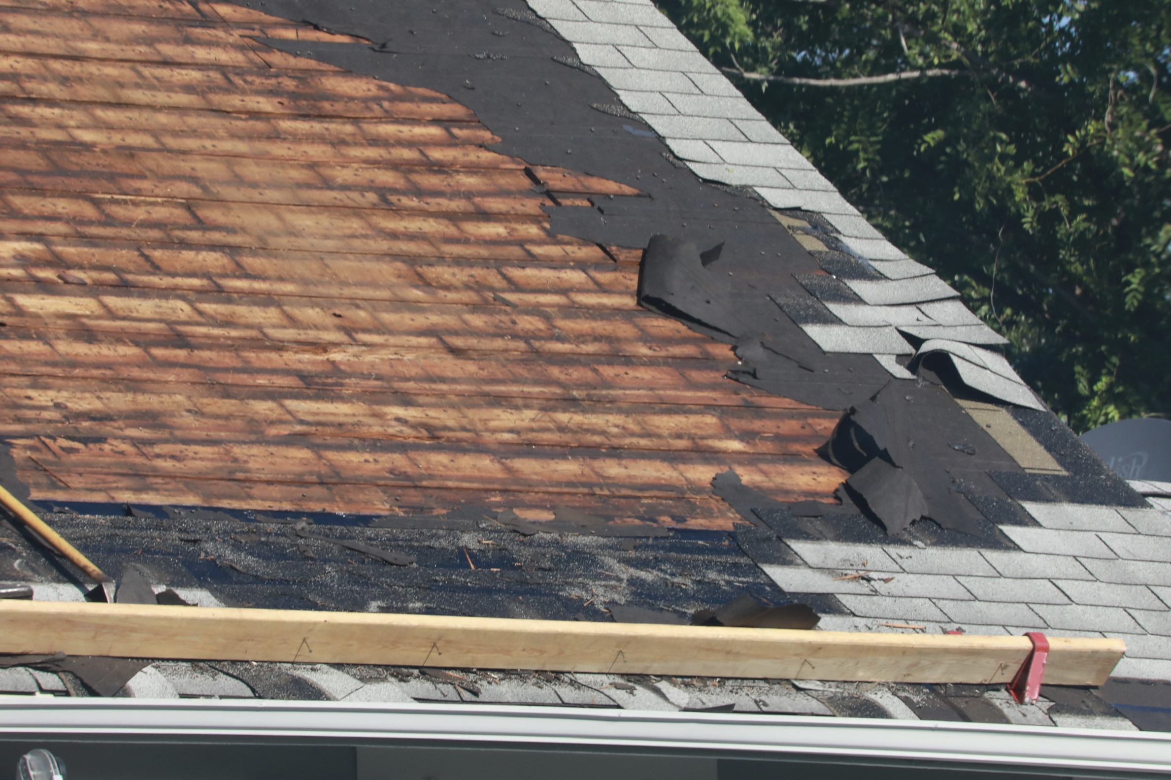 Old asphalt roof shingles