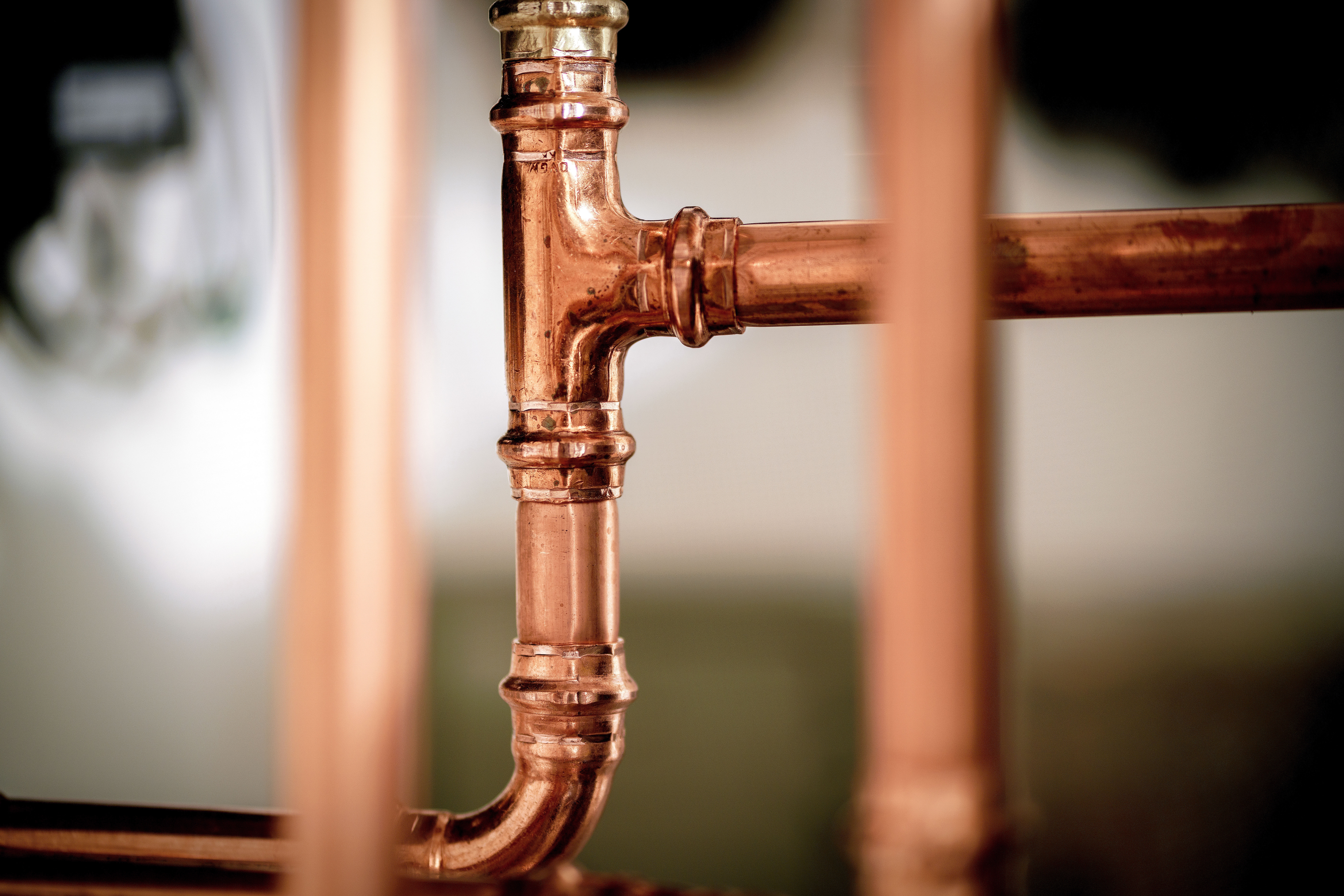 New copper pipes installed in the house