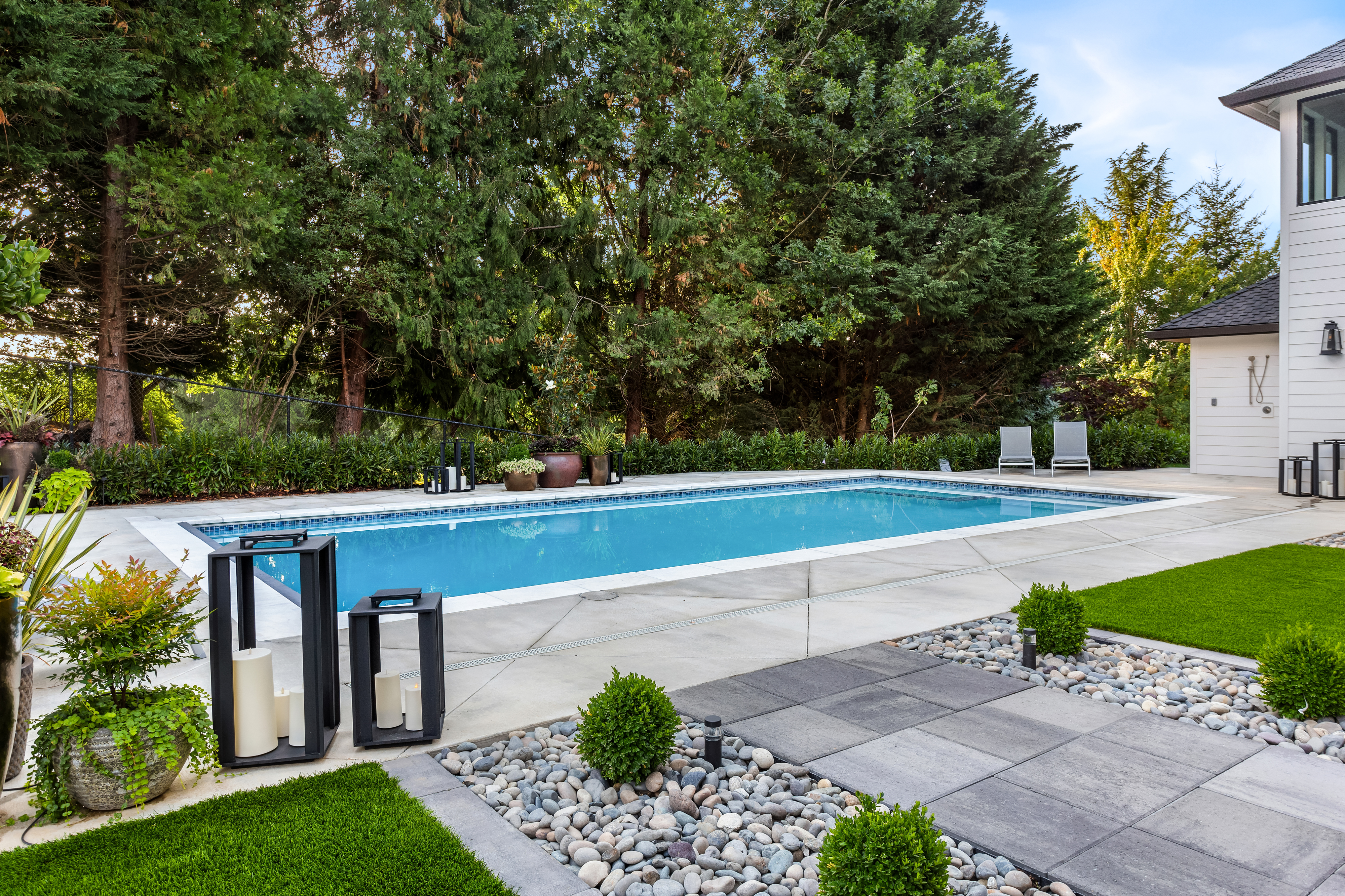 Swimming pool in backyard exterior